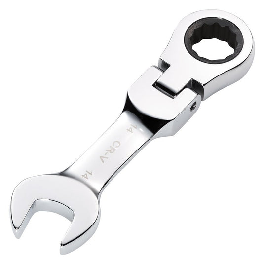 Draper HI-TORQ Metric Stubby Flexible Head Ratchet Combination Spanner, 14mm DRA-27970
