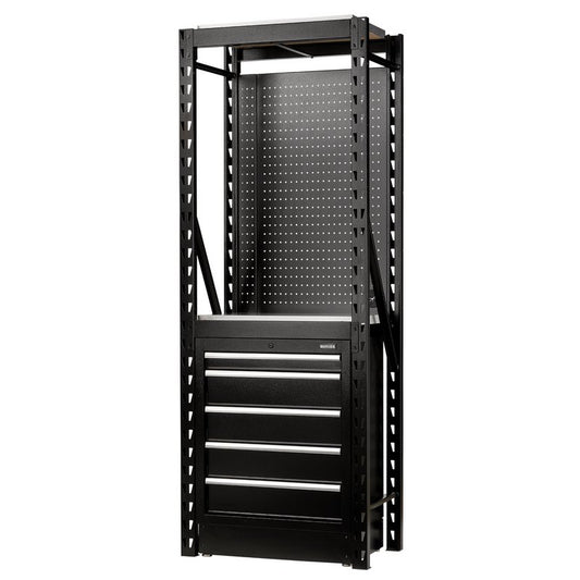 Draper BUNKER 13 Piece Modular Storage Combo 2 Tier Racking with Stainless Steel Shelving, Pegboard and Floor Cabinet, 750mm DRA-27975