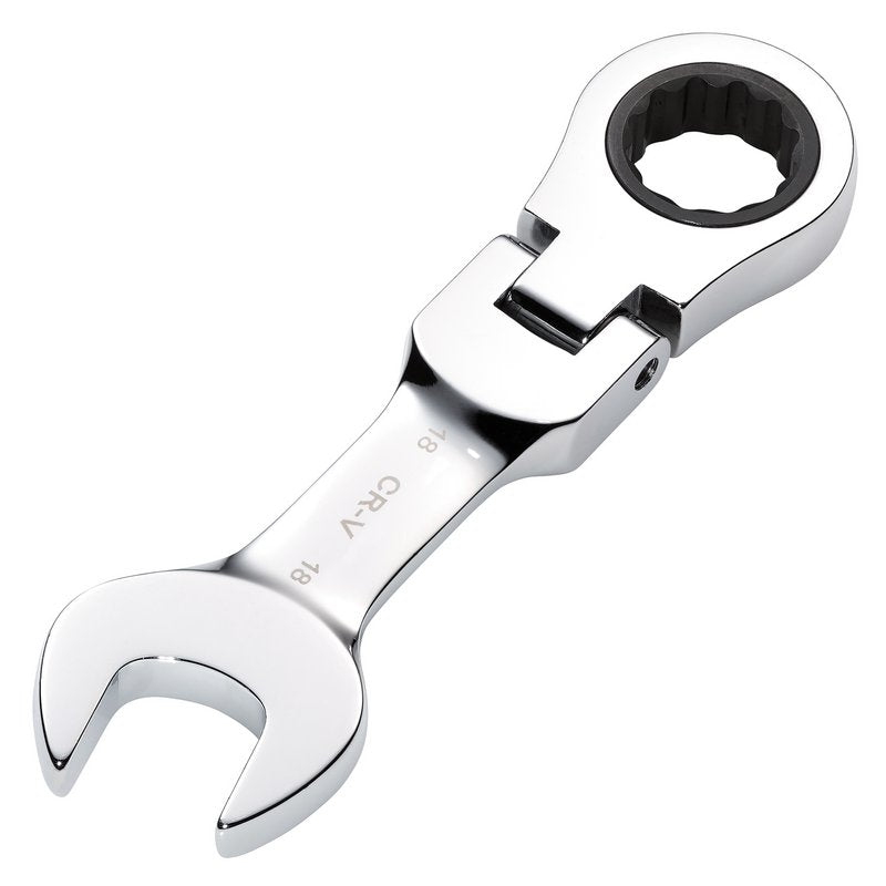Draper HI-TORQ Metric Stubby Flexible Head Ratchet Combination Spanner, 18mm DRA-27979