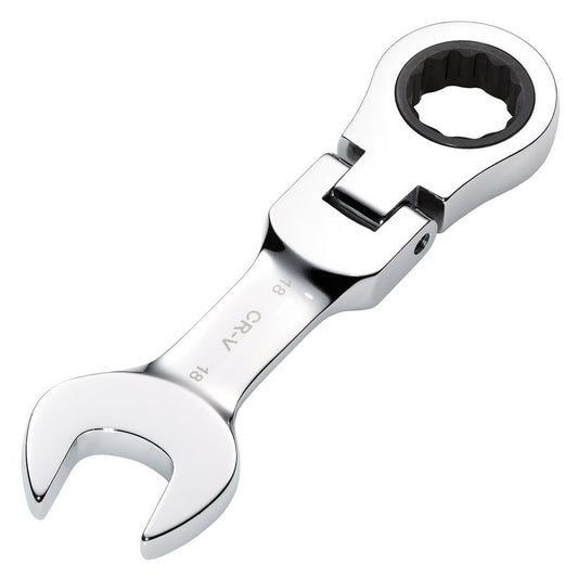 Draper HI-TORQ Metric Stubby Flexible Head Ratchet Combination Spanner, 18mm DRA-27979
