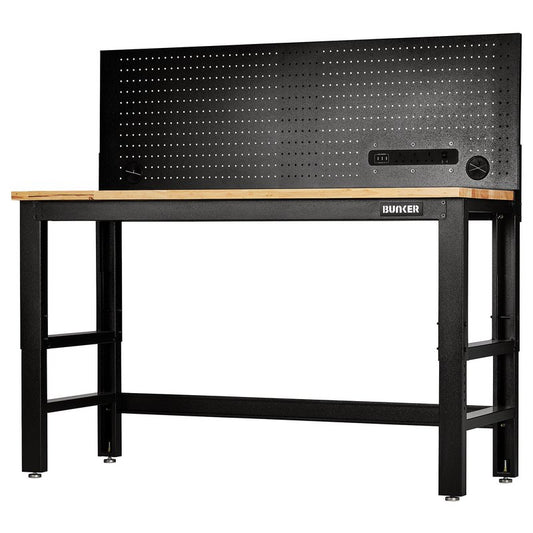 Draper BUNKER Workbench with Hardwood Worktop and Power Pegboard, 1550mm DRA-28096
