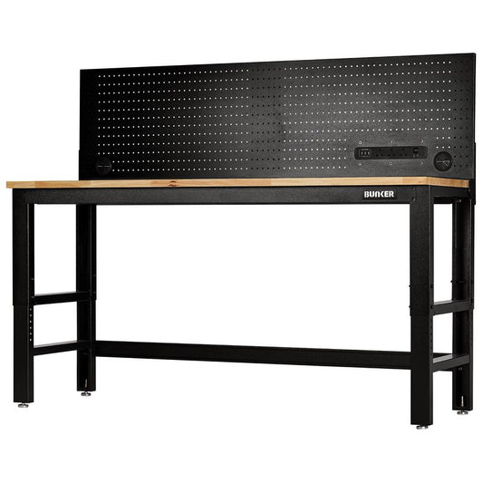 Draper BUNKER Workbench with Hardwood Worktop and Power Pegboard, 1830mm DRA-28098