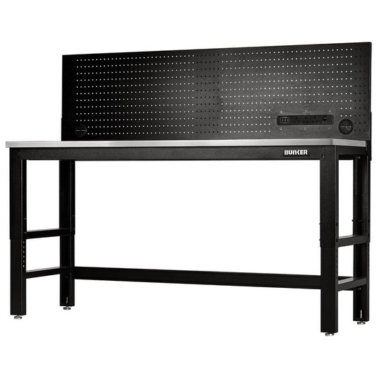 Draper BUNKER Workbench with Stainless Steel Worktop and Power Pegboard, 1830mm DRA-28099