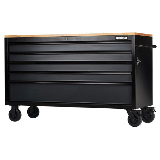 Draper BUNKER 5 Drawer Workbench Roller Tool Cabinet, 61", Grey DRA-28343