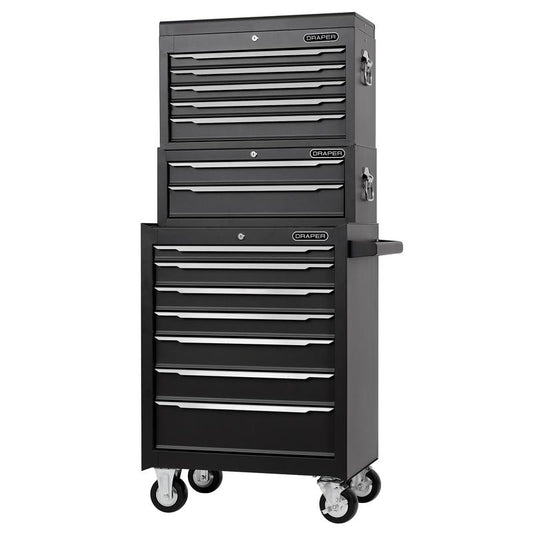 Draper Combined Roller Cabinet, Mid Tool Chest and Tool Chest, 14 Drawers, 26" DRA-29455