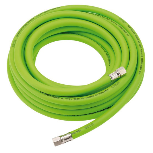 Draper High Visibility Hybrid Air Hose, 10m x 10mm, 1/4" BSP, Green DRA-31729