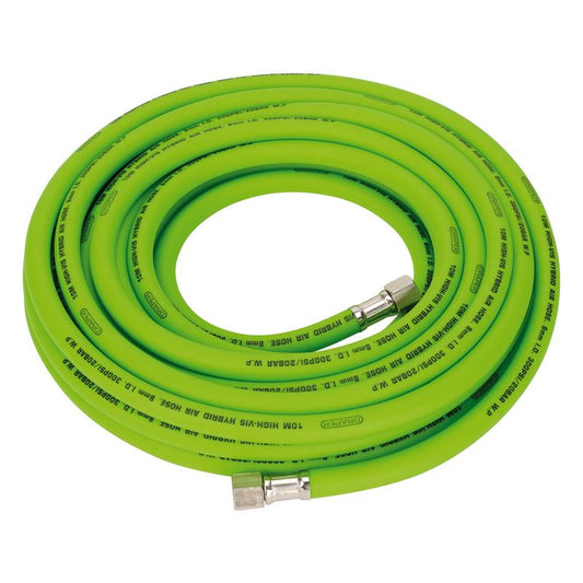 Draper High Visibility Hybrid Air Hose, 10m x 8mm, 1/4" BSP, Green DRA-31734