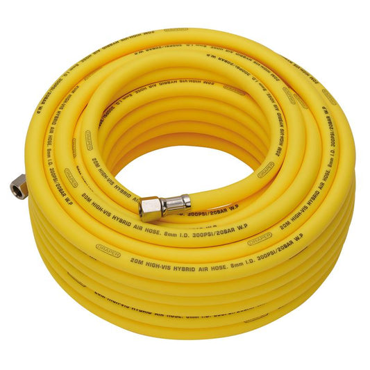 Draper High Visibility Hybrid Air Hose, 20m x 8mm, 1/4" BSP, Yellow DRA-31736