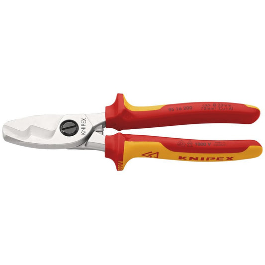 KNIPEX 95 16 200 SB VDE Insulated Cable Shears with Twin Cutting Edge, 200mm DRA-34059