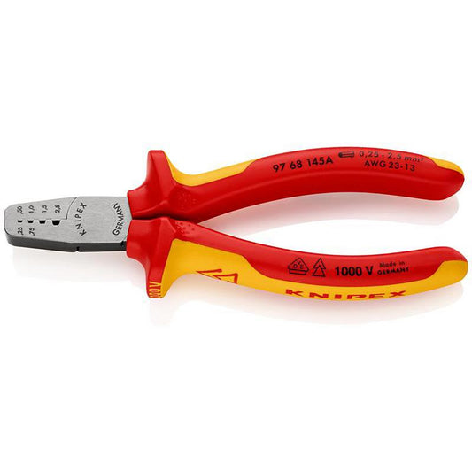 KNIPEX 97 68 145 A VDE Crimping Pliers for Wire Ferrules, 145mm DRA-34651