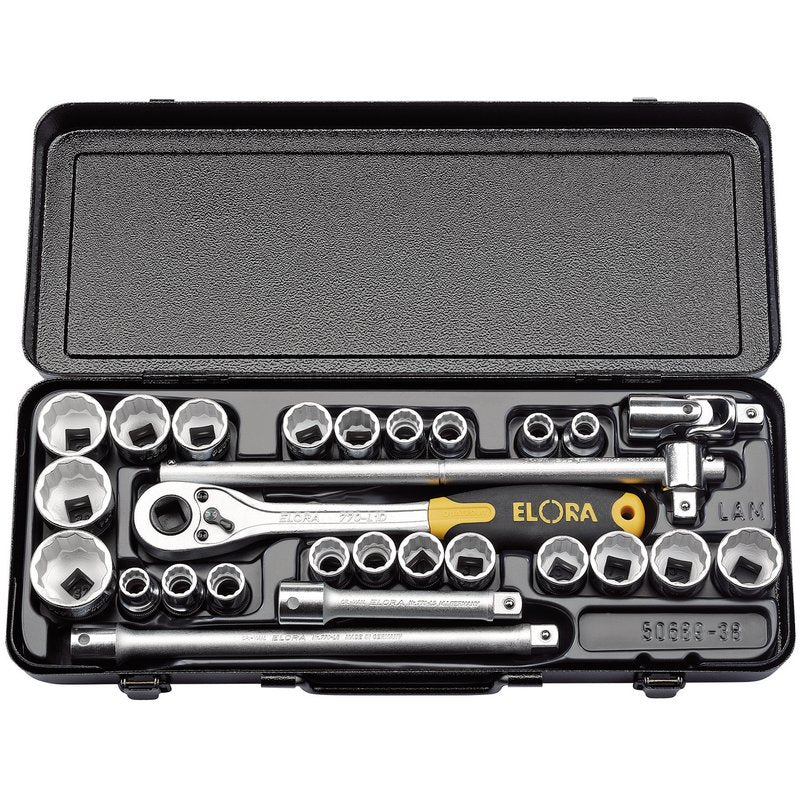 Elora Metric and Imperial Socket Set, 1/2" Sq. Dr. (28 Piece) DRA-50650