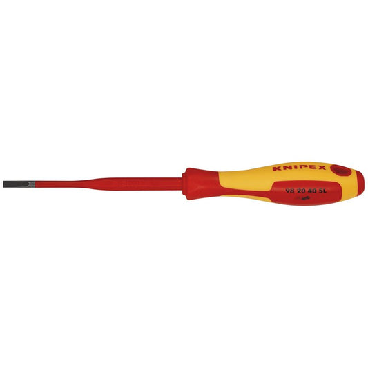 KNIPEX 98 20 40 SL VDE Insulated Slotted Screwdriver, 4.0 x 100mm - Slim DRA-72387