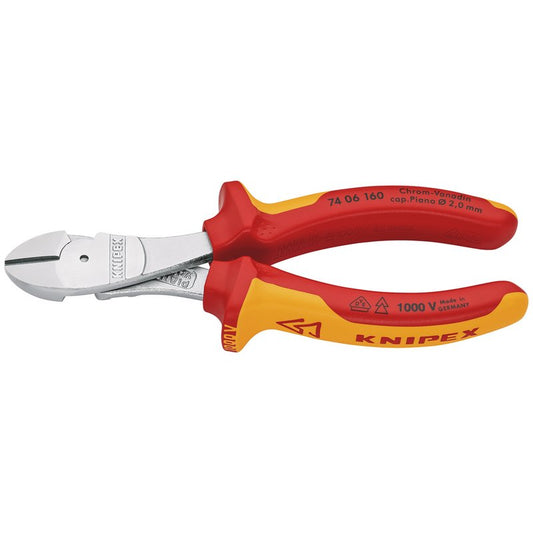 KNIPEX 74 06 160 SB VDE Insulated High Leverage Diagonal Cutter, 160mm DRA-82412