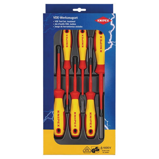 KNIPEX 00 20 12 VO4 VDE Slotted/Phillips&#174;/Pozidriv Screwdriver Set, 6 Parts DRA-90235