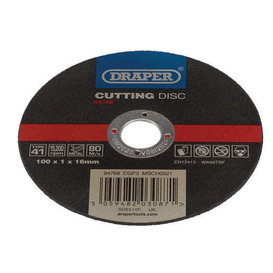 Draper Metal Cutting Disc, 100 x 1 x 16mm DRA-94768