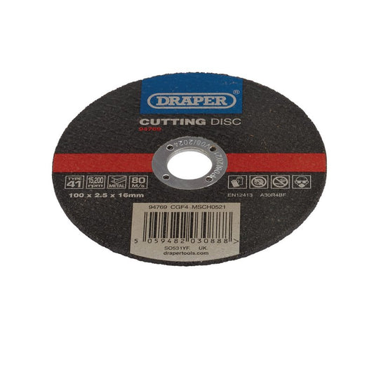 Draper Metal Cutting Disc, 100 x 2.5 x 16mm DRA-94769