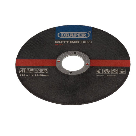 Draper Metal Cutting Discs, 115 x 1 x 22.23mm (Pack of 100) DRA-94772