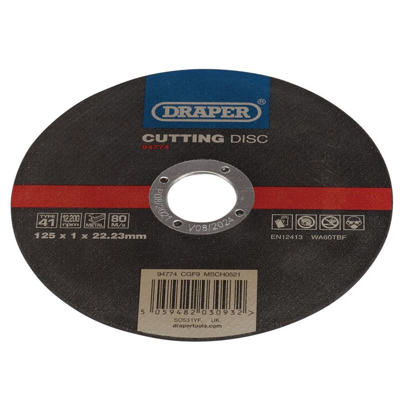 Draper Metal Cutting Disc, 125 x 1 x 22.23mm DRA-94774