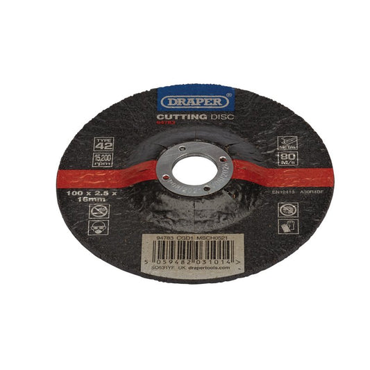 Draper DPC Metal Cutting Disc, 100 x 2.5 x 16mm DRA-94783