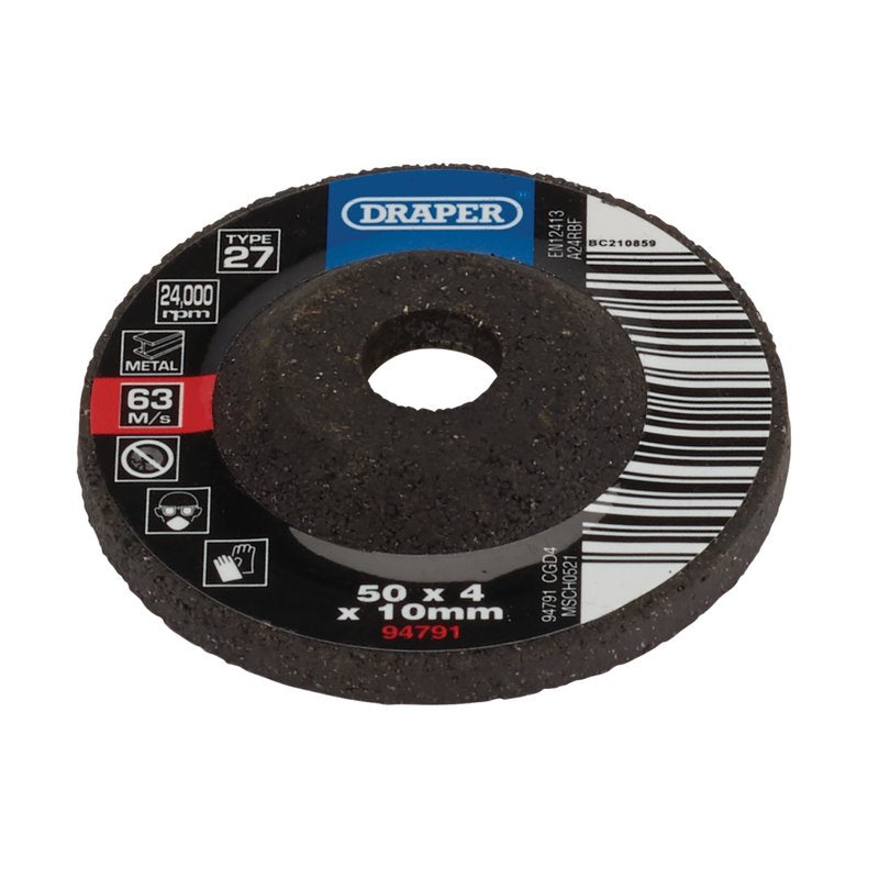 Draper DPC Metal Grinding Disc, 50 x 4 x 10mm DRA-94791