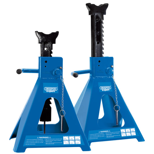 Draper Pair of Pneumatic Rise Ratcheting Axle Stands, 10 Tonne DRA-01815