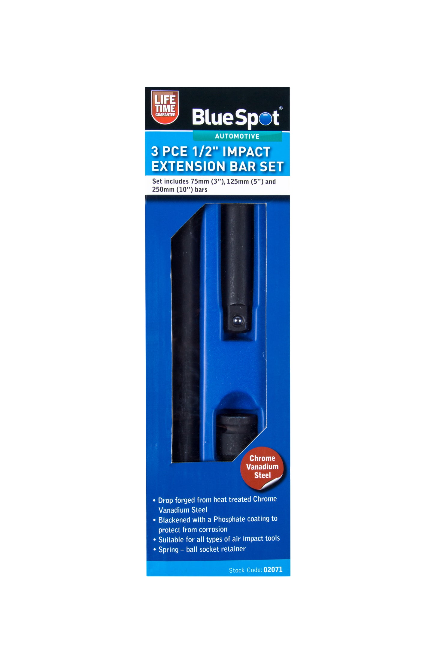 BlueSpot 3 PCE 1/2" Impact Extension Bar Set 02071