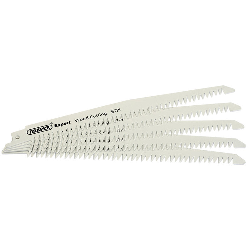 Draper Expert 150mm 6tpi Bi-Metal Reciprocating Saw Blades for Wood Cutting - Pack of 5 DRA-02305