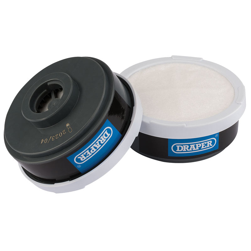 Draper Spare A1P2 Filters (2) for Combined Vapour and Dust Respirator 03030 DRA-03030