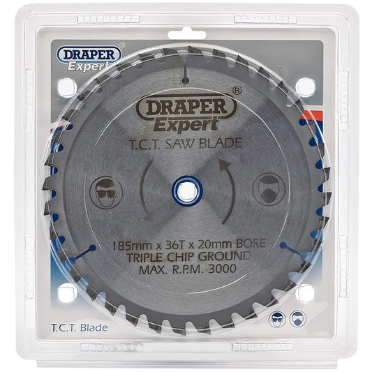 Draper Expert TCT Saw Blade, 185 x 20mm, 36T DRA-03637