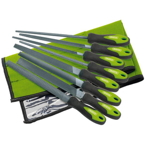 Draper Soft Grip Engineers File and Rasp Set, 200mm, Green (8 Piece) DRA-04461