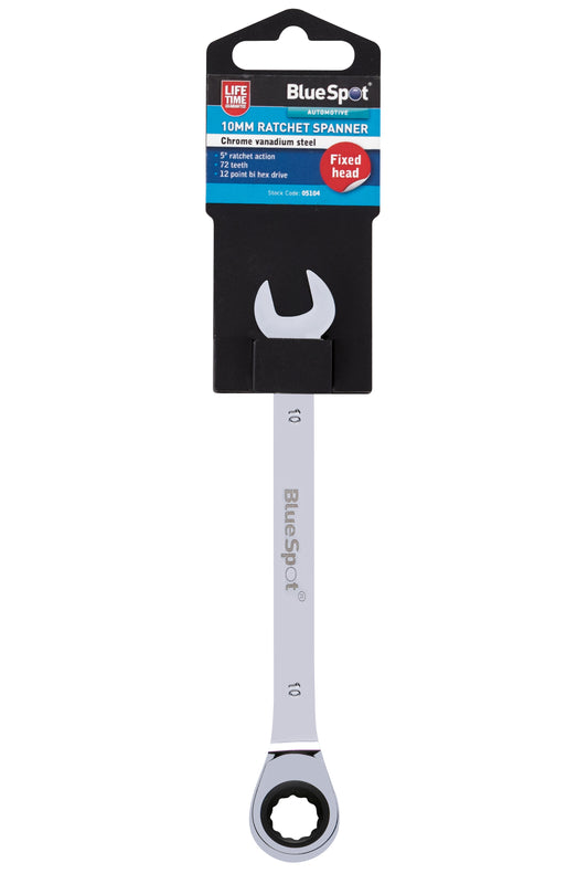 BlueSpot 10mm Chrome Vanadium Ratchet Spanner Fixed Head 05104