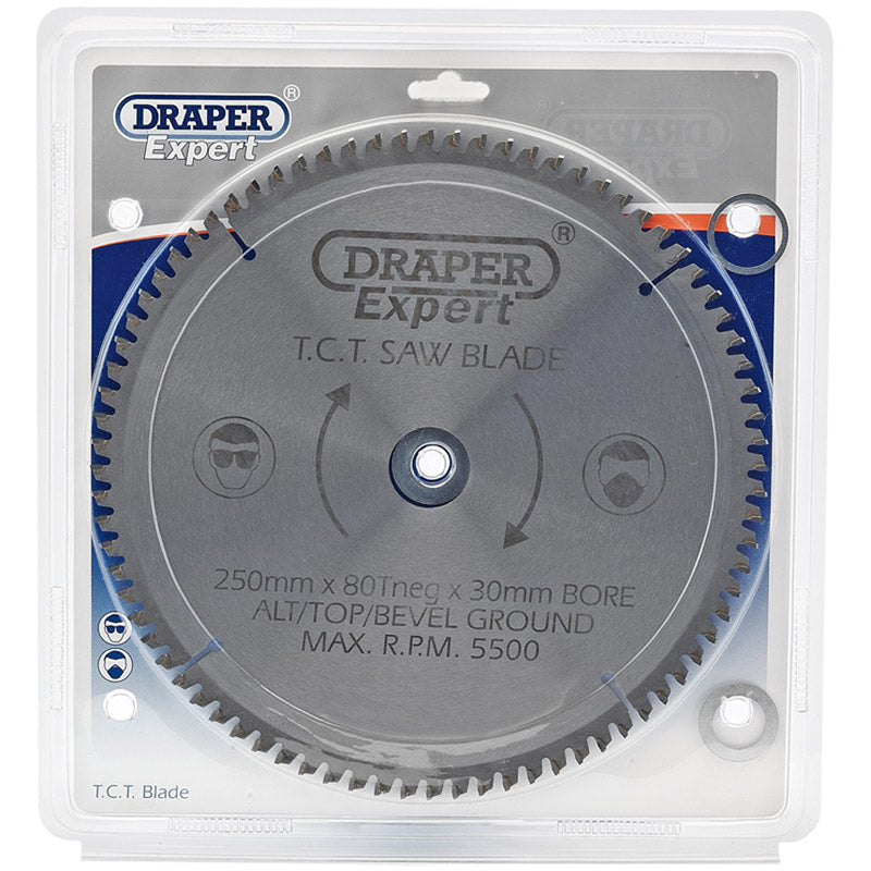 Draper Expert TCT Saw Blade Neg, 250 x 30mm, 80T DRA-09490