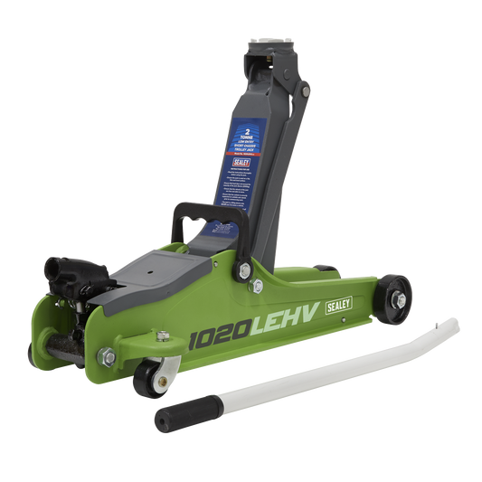 Sealey 2tonne Low Entry Short Chassis Trolley Jack - Hi-Vis Green 1020LEHV