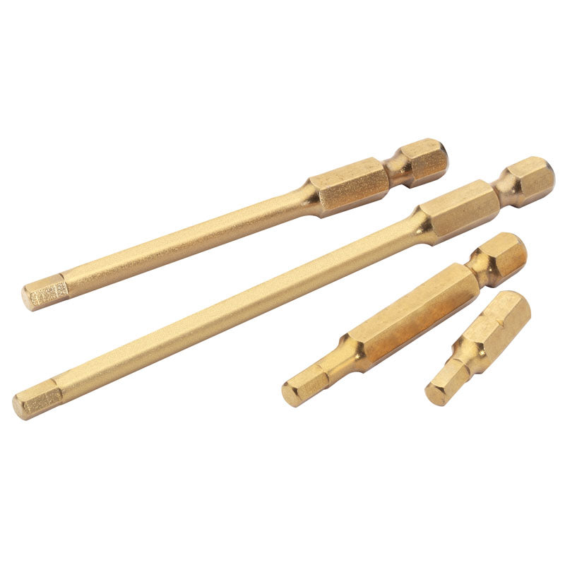 Draper 6mm 1/4" Hex Hexagonal Titanium Nitride Coated Insert Bit 25mm Long x 2 DRA-10417