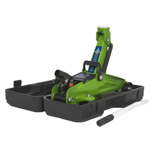Sealey 2tonne Short Chassis Hi-Vis Trolley Jack with Storage Case 1050CXDHV