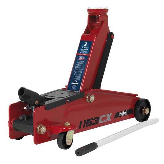 Sealey 3tonne Long Chassis Heavy-Duty Trolley Jack 1153CX