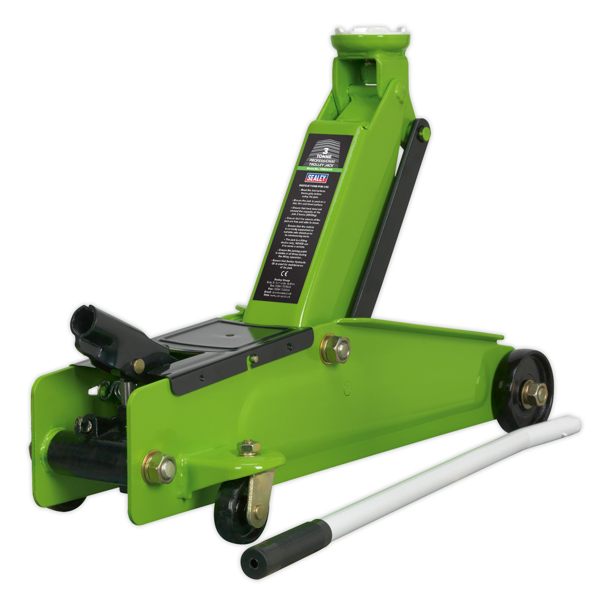 Sealey 3tonne Long Chassis Heavy-Duty Trolley Jack - Hi-Vis 1153CXHV