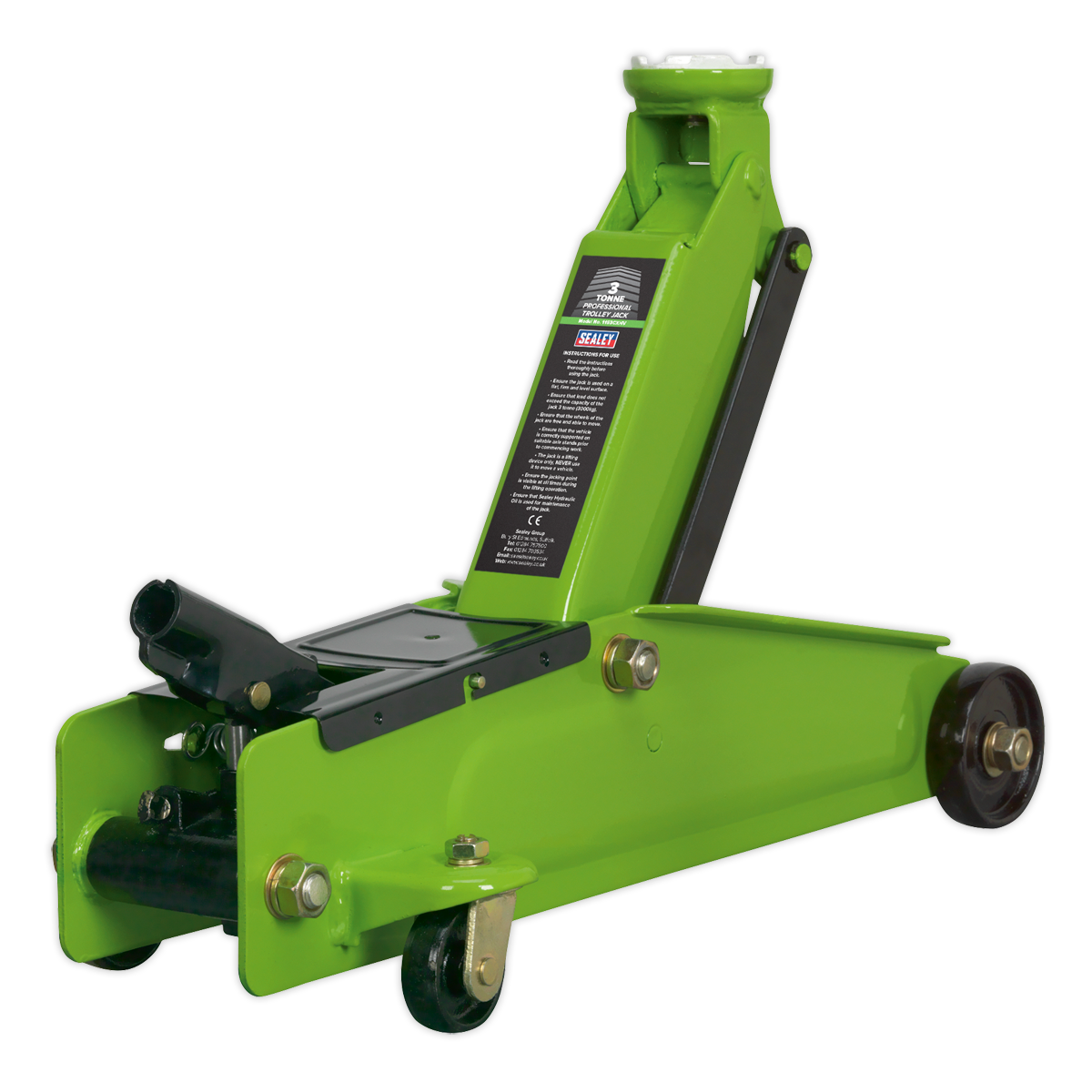 Sealey 3tonne Long Chassis Heavy-Duty Trolley Jack - Hi-Vis 1153CXHV