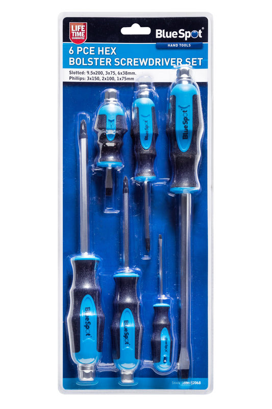BlueSpot 6 PCE Hex Bolster Screwdriver Set 12068
