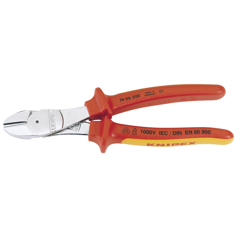 Knipex 74 06 200 Fully Insulated High Leverage Diagonal Side Cutter, 200mm DRA-12301