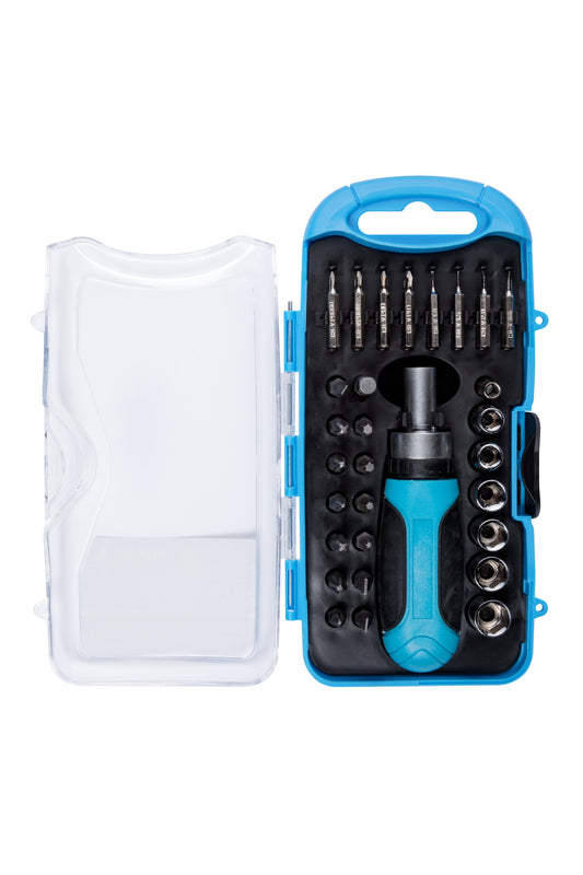 BlueSpot 30 PCE Ratchet Screwdriver and Socket Set 12623