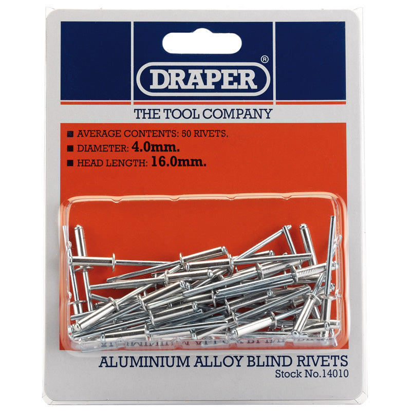 Draper Blind Rivets, 4 x 15.8mm (50 Piece) DRA-14010