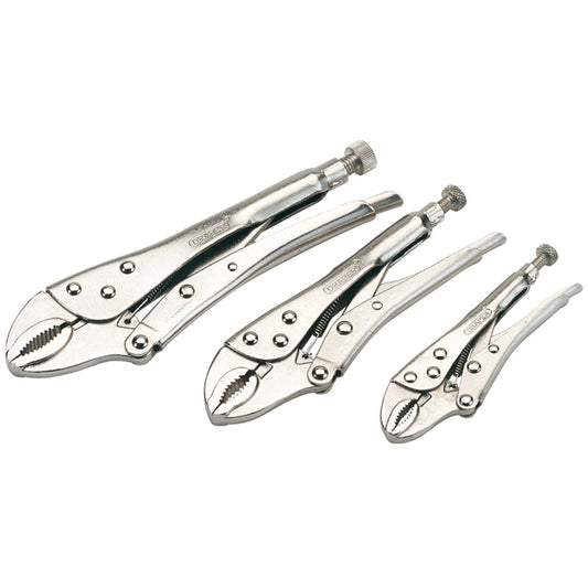 Draper Curved Jaw Self Grip Pliers Set (3 Piece) DRA-14040