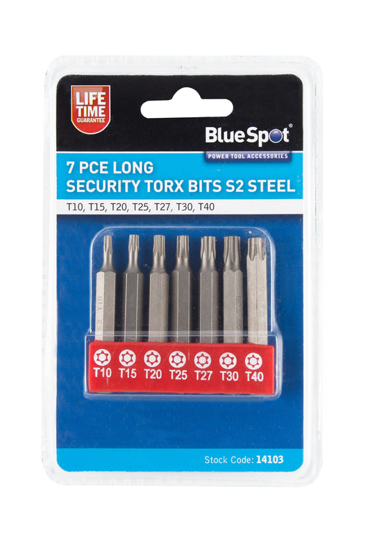 BlueSpot 7 PCE Long Security Torx Bits 14103