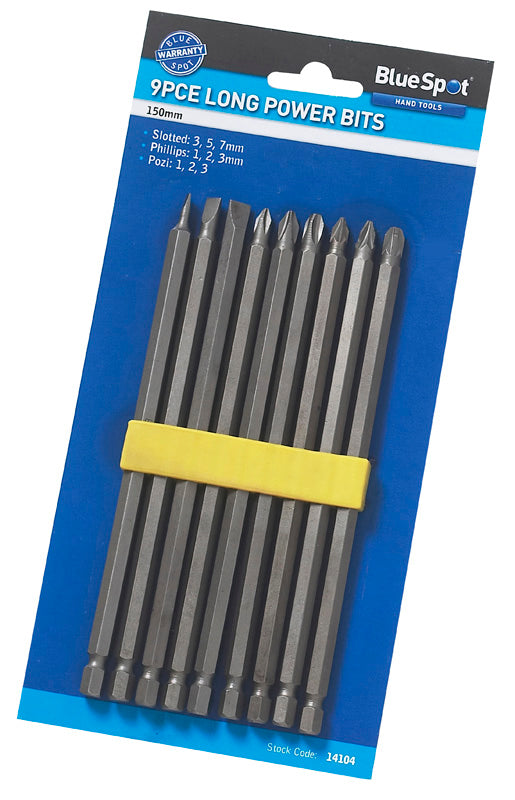 BlueSpot 9 PCE 150mm Extra Long Power Bit Set 14104