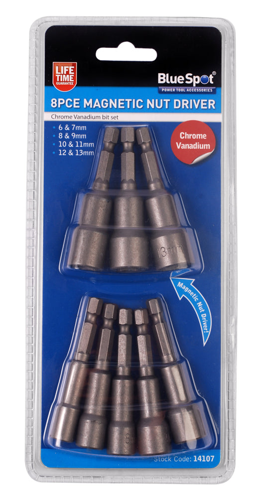 BlueSpot 8 PCE Magnetic Nut Driver Set (6-13mm) 14107