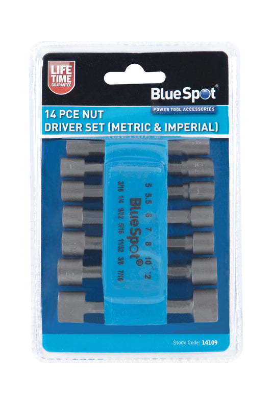 BlueSpot 14 PCE Nut Driver Set (Metric & Imperial) 14109