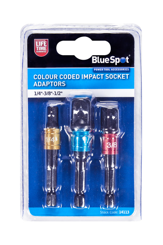 BlueSpot Colour Coded Impact Socket Adaptors (1/4"-3/8"-1/2") 14113