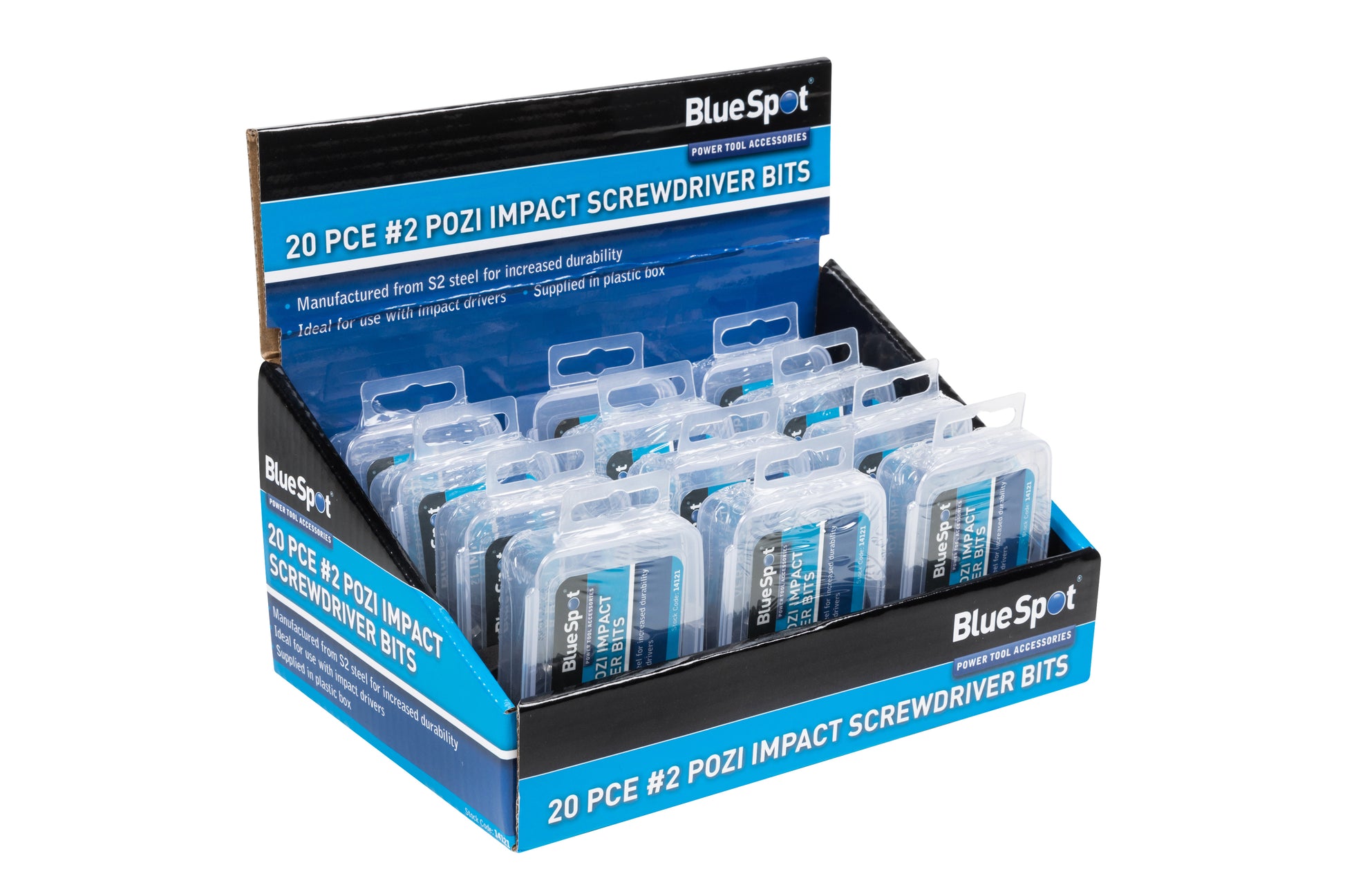 BlueSpot 20 PCE PZ2 Impact Screwdriver Bits 14121