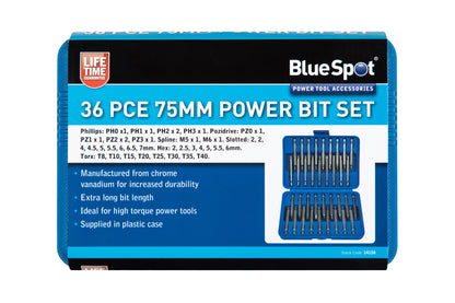 BlueSpot 36 PCE 75mm Power Bits Set 14150